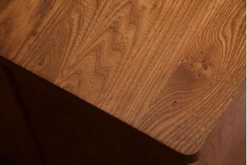 レトロ家具　昭和レトロ　古いナラ材製のシンプルなアンティーク片袖机(2)