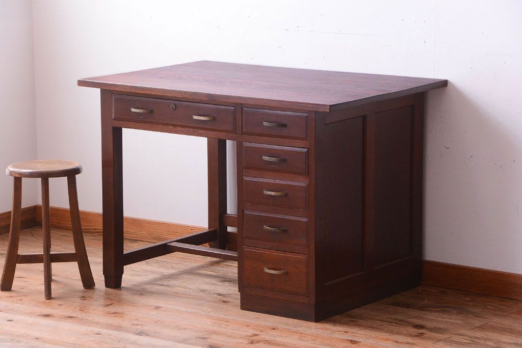 アンティーク家具　和製アンティーク　古い木の上品な片袖机