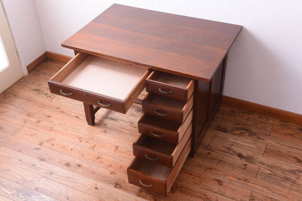 アンティーク家具　和製アンティーク　古い木の上品な片袖机