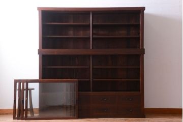 アンティーク家具　古民具・骨董　明治〜大正　檜材のアンティーク重ね戸棚(収納棚)