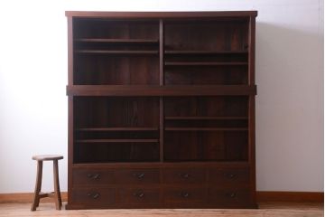 アンティーク家具　古民具・骨董　明治〜大正　檜材のアンティーク重ね戸棚(収納棚)