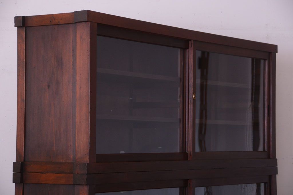 アンティーク家具　古民具・骨董　明治〜大正　檜材のアンティーク重ね戸棚(収納棚)