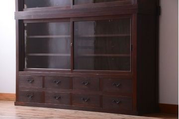 アンティーク家具　古民具・骨董　明治〜大正　檜材のアンティーク重ね戸棚(収納棚)