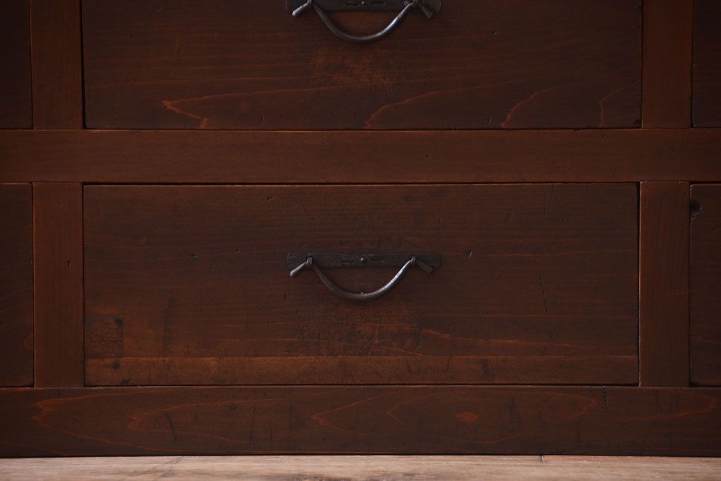 アンティーク家具　古民具・骨董　明治〜大正　檜材のアンティーク重ね戸棚(収納棚)