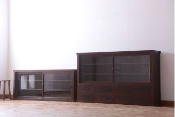 アンティーク家具　古民具・骨董　明治〜大正　檜材のアンティーク重ね戸棚(収納棚)