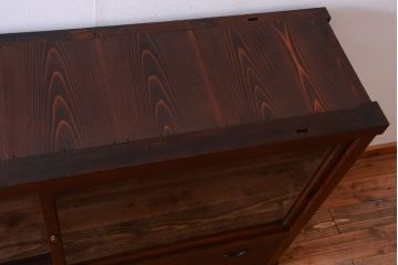 アンティーク家具　古民具・骨董　明治〜大正　檜材のアンティーク重ね戸棚(収納棚)