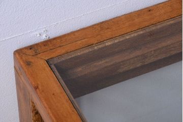 レトロ家具　昭和レトロ　古い木製のシンプルな脚付きガラスケース(ショーケース)(1)