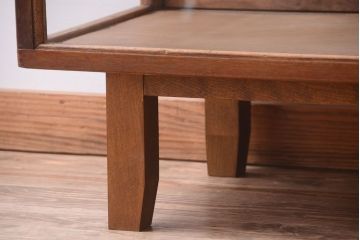 レトロ家具　昭和レトロ　古い木製のシンプルな脚付きガラスケース(ショーケース)(1)