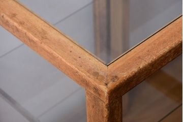 レトロ家具　昭和レトロ　古い木製のシンプルな脚付きガラスケース(ショーケース)(2)
