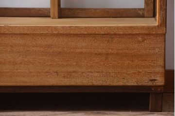 レトロ家具　昭和レトロ　古い木製のシンプルな脚付きガラスケース(ショーケース)(2)