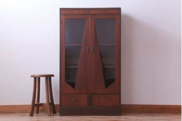 レトロ家具　昭和レトロ　おしゃれなデザインのアンティーク本箱(ブックケース)