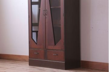 レトロ家具　昭和レトロ　おしゃれなデザインのアンティーク本箱(ブックケース)