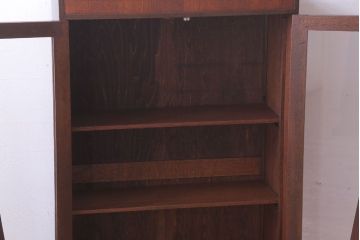 レトロ家具　昭和レトロ　おしゃれなデザインのアンティーク本箱(ブックケース)