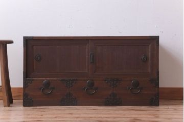 アンティーク家具　古民具・骨董　明治〜大正　古い木製の箪笥ローボード