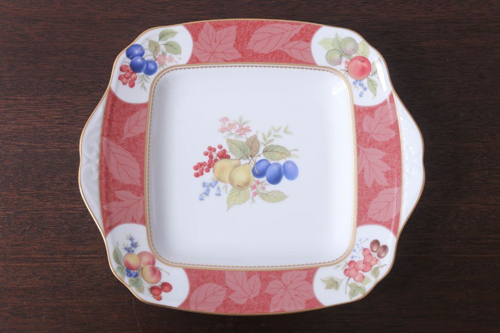 アンティーク雑貨　中古　ノリタケ(Noritake) フルーツモノグラム　スクエアプレート(角皿・大皿)(洋食器)