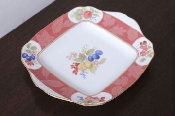 アンティーク雑貨　中古　ノリタケ(Noritake) フルーツモノグラム　スクエアプレート(角皿・大皿)(洋食器)