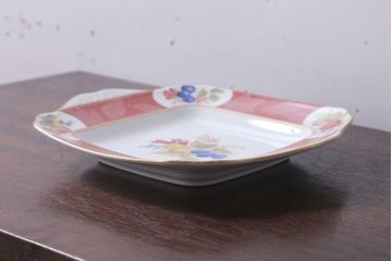 アンティーク雑貨　中古　ノリタケ(Noritake) フルーツモノグラム　スクエアプレート(角皿・大皿)(洋食器)