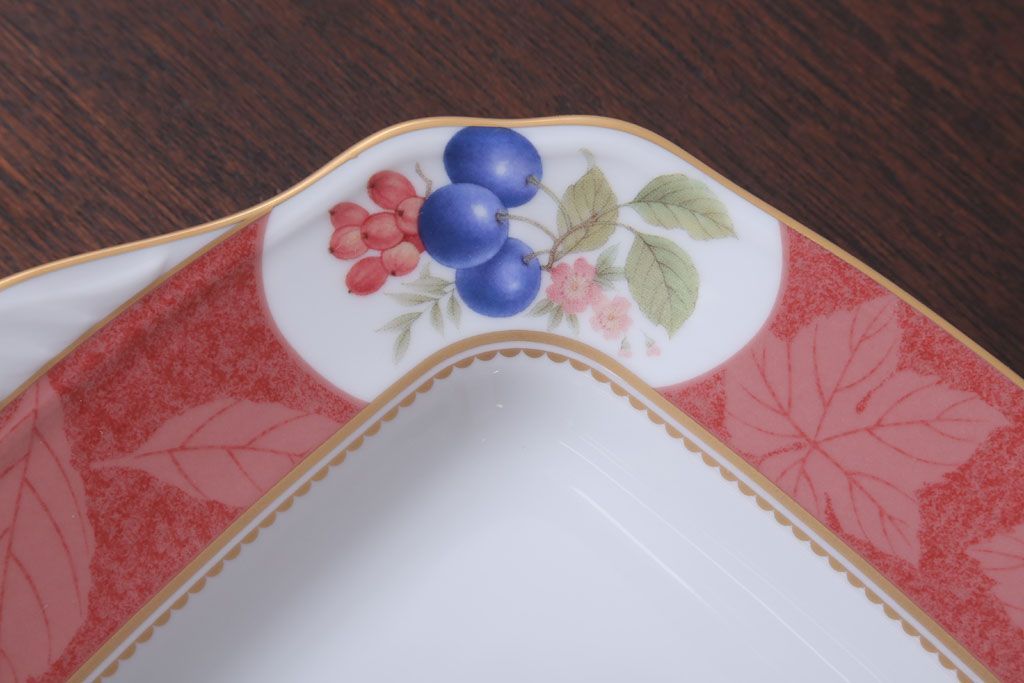 アンティーク雑貨　中古　ノリタケ(Noritake) フルーツモノグラム　スクエアプレート(角皿・大皿)(洋食器)