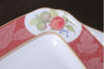 アンティーク雑貨　中古　ノリタケ(Noritake) フルーツモノグラム　スクエアプレート(角皿・大皿)(洋食器)
