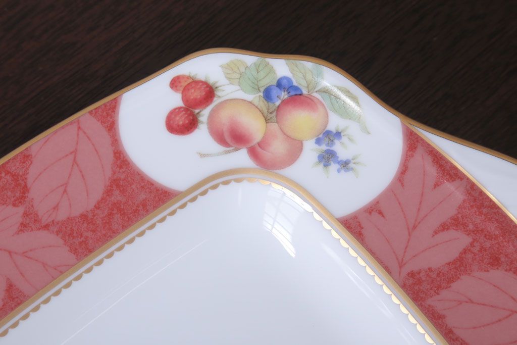 アンティーク雑貨　中古　ノリタケ(Noritake) フルーツモノグラム　スクエアプレート(角皿・大皿)(洋食器)
