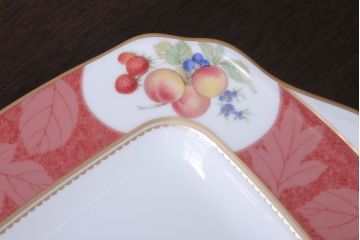 アンティーク雑貨　中古　ノリタケ(Noritake) フルーツモノグラム　スクエアプレート(角皿・大皿)(洋食器)