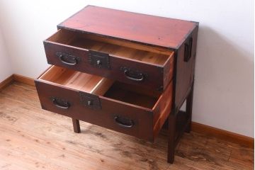 アンティーク家具　古民具・骨董　明治期　脚付き時代箪笥(衣装箪笥)