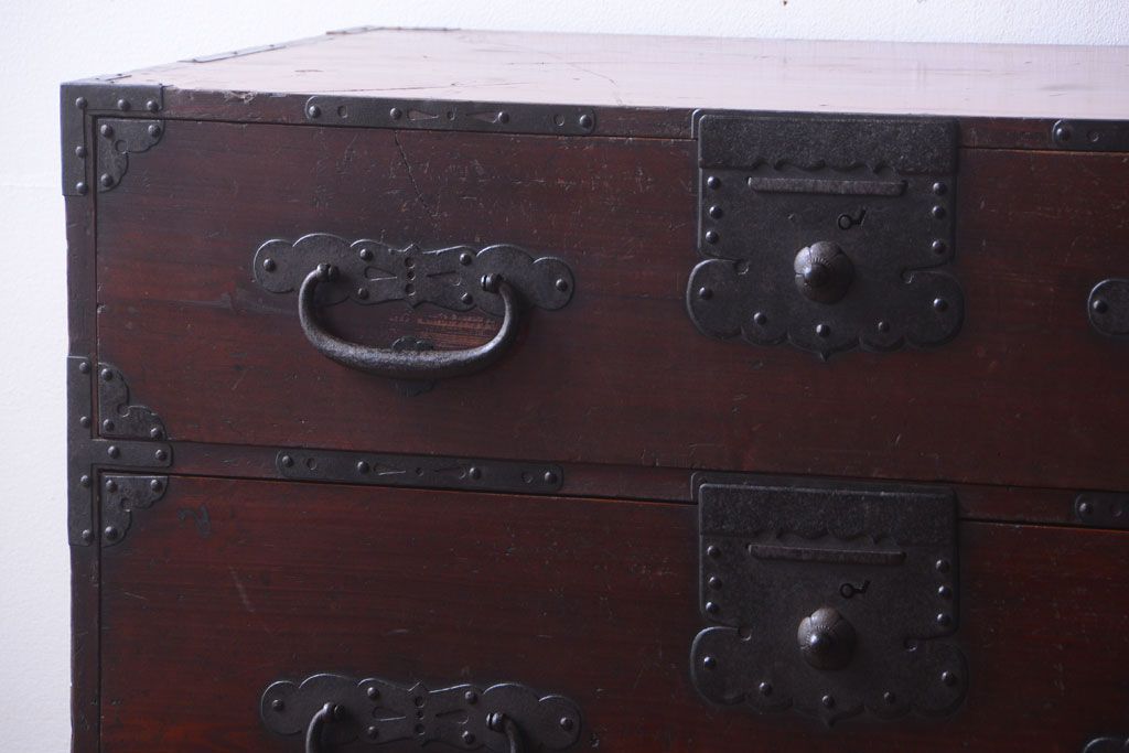 アンティーク家具　古民具・骨董　明治期　脚付き時代箪笥(衣装箪笥)