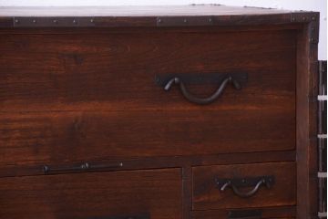 アンティーク家具　古民具・骨董　明治期　総桐材!隠し付き観音箪笥ローボード(衣装箪笥・時代箪笥)