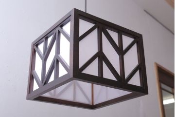 ビンテージ　松本民芸家具　矢羽型笠　天井照明