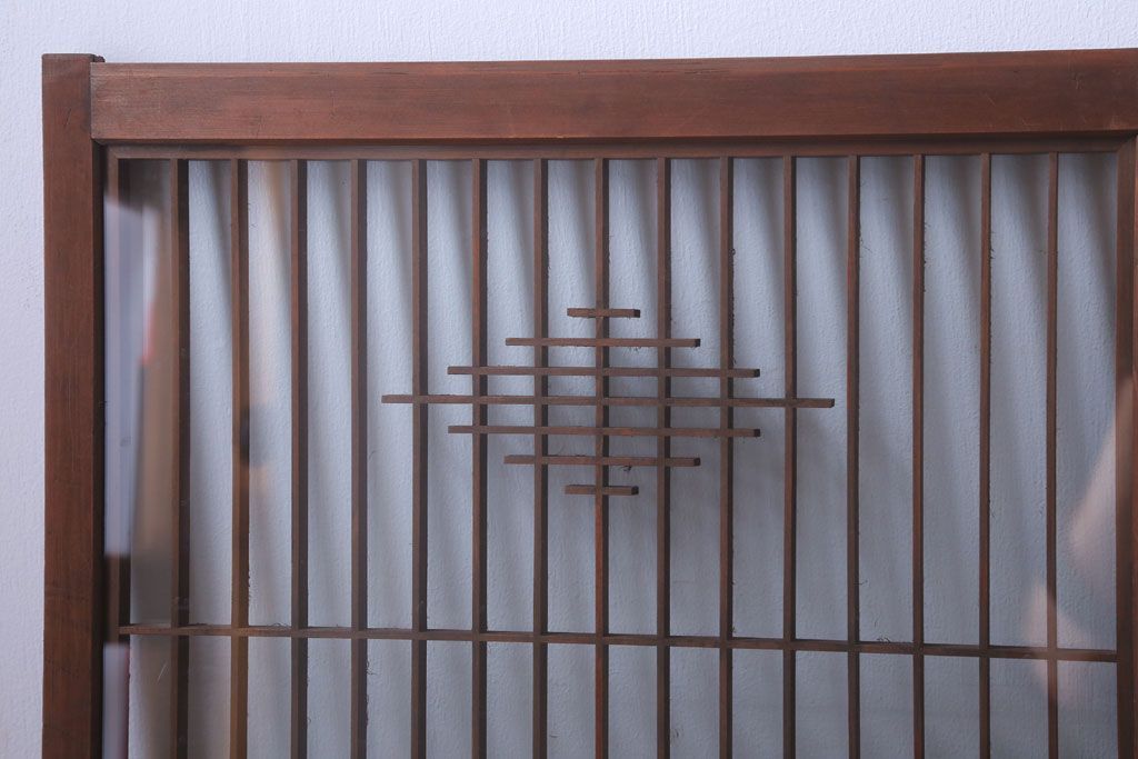 和製アンティーク　両面ガラス書院戸4枚セット(富士山)