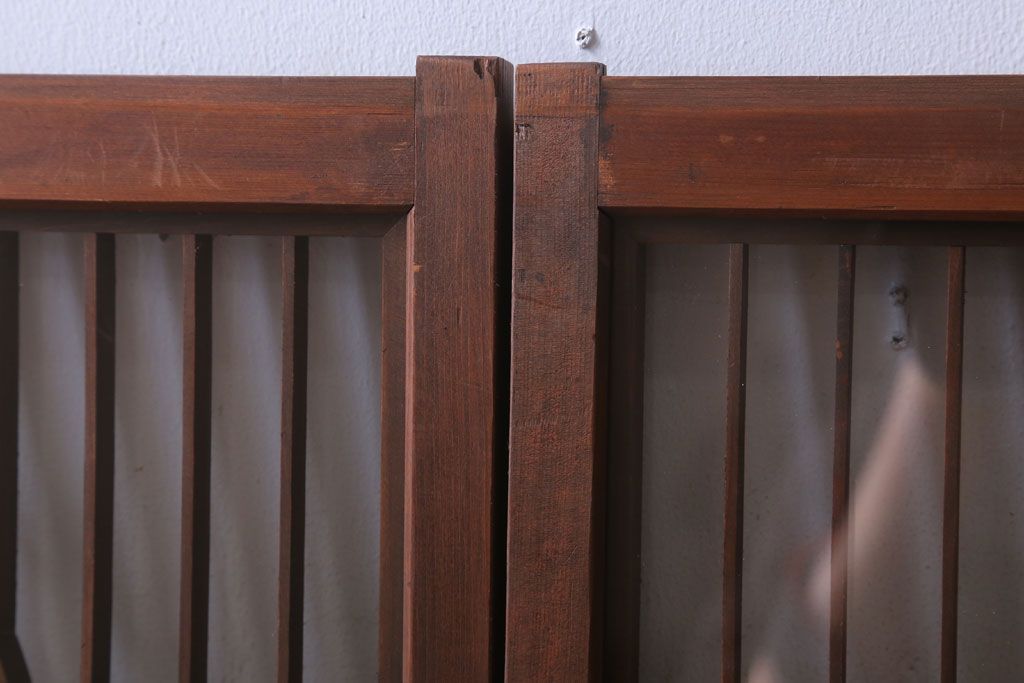 和製アンティーク　両面ガラス書院戸4枚セット(富士山)