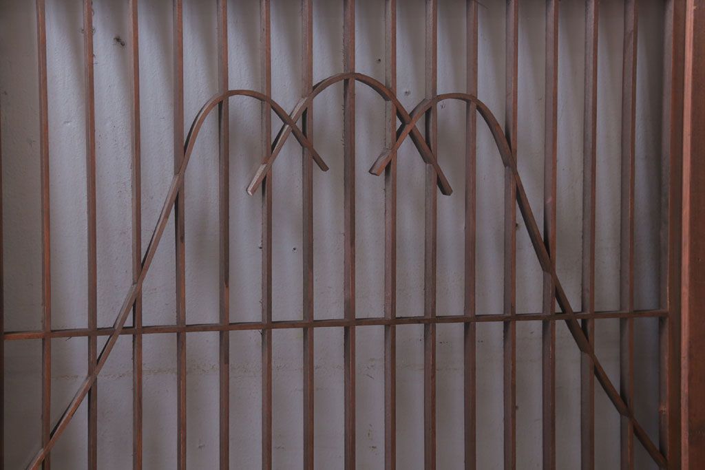 和製アンティーク　両面ガラス書院戸4枚セット(富士山)