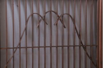 和製アンティーク　両面ガラス書院戸4枚セット(富士山)