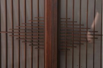 和製アンティーク　両面ガラス書院戸4枚セット(富士山)