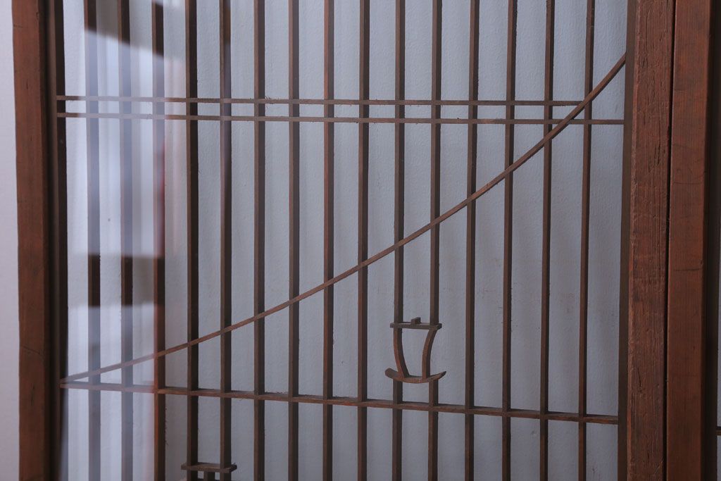 和製アンティーク　両面ガラス書院戸4枚セット(富士山)