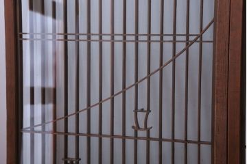 和製アンティーク　両面ガラス書院戸4枚セット(富士山)