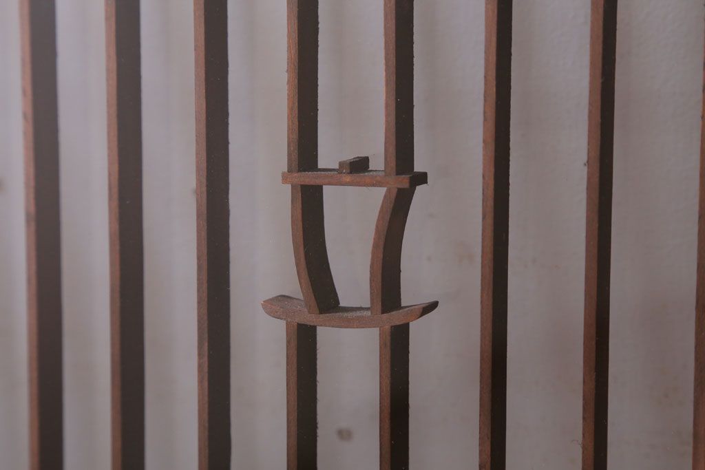 和製アンティーク　両面ガラス書院戸4枚セット(富士山)