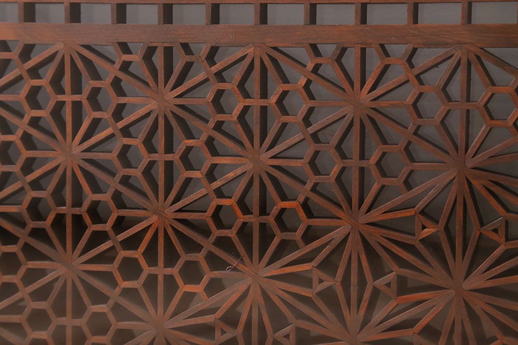 和製アンティーク　両面ガラス書院戸4枚セット(富士山)