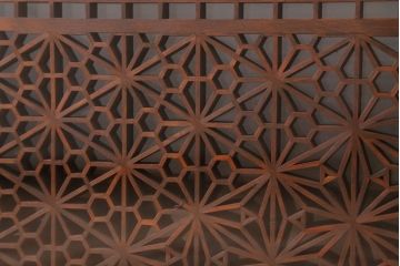 和製アンティーク　両面ガラス書院戸4枚セット(富士山)