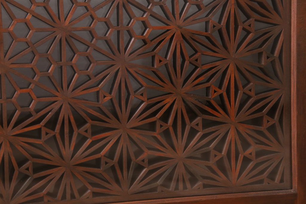 和製アンティーク　両面ガラス書院戸4枚セット(富士山)