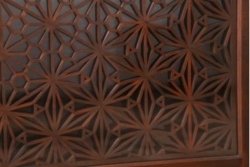 和製アンティーク　両面ガラス書院戸4枚セット(富士山)