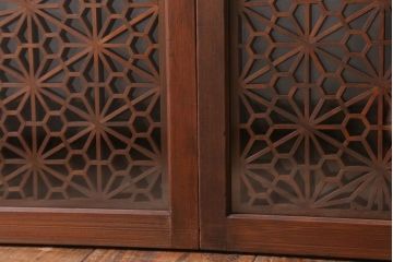 和製アンティーク　両面ガラス書院戸4枚セット(富士山)