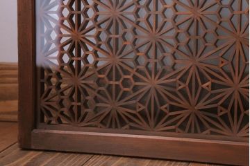 和製アンティーク　両面ガラス書院戸4枚セット(富士山)