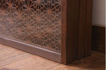 和製アンティーク　両面ガラス書院戸4枚セット(富士山)