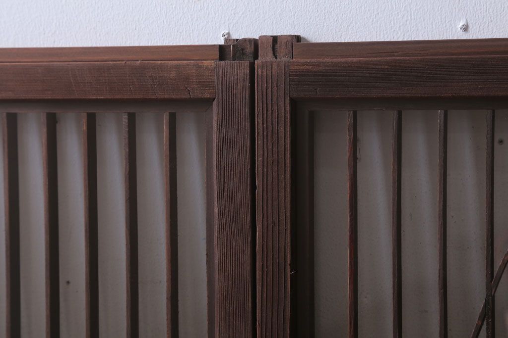 和製アンティーク　両面ガラス書院戸4枚セット(富士山)