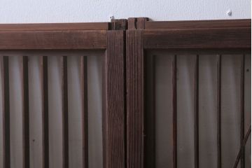 和製アンティーク　両面ガラス書院戸4枚セット(富士山)