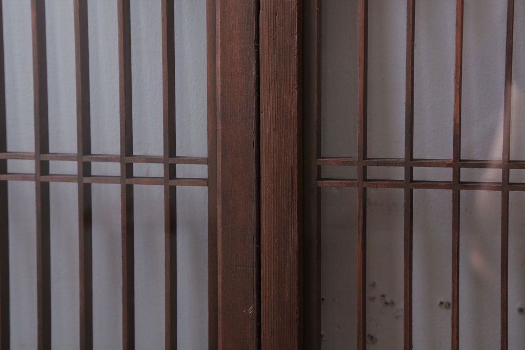 和製アンティーク　両面ガラス書院戸4枚セット(富士山)