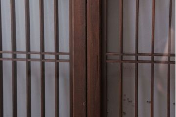 和製アンティーク　両面ガラス書院戸4枚セット(富士山)