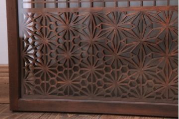 和製アンティーク　両面ガラス書院戸4枚セット(富士山)