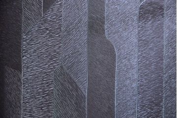 アンティーク家具　和製アンティーク　デザインガラス入り!引き出し付きの古い収納棚(戸棚)